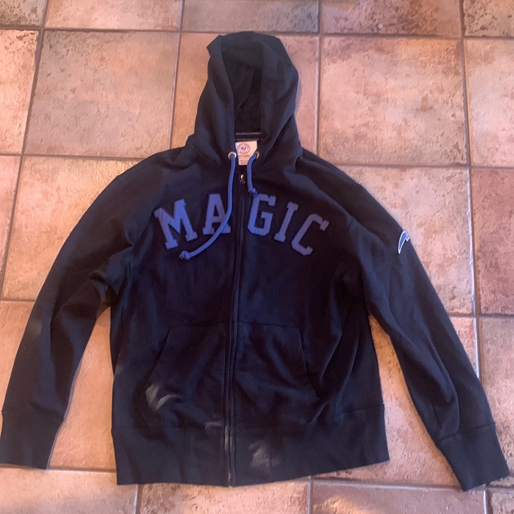 Orlando Magic black and blue zip hoodie, size medium